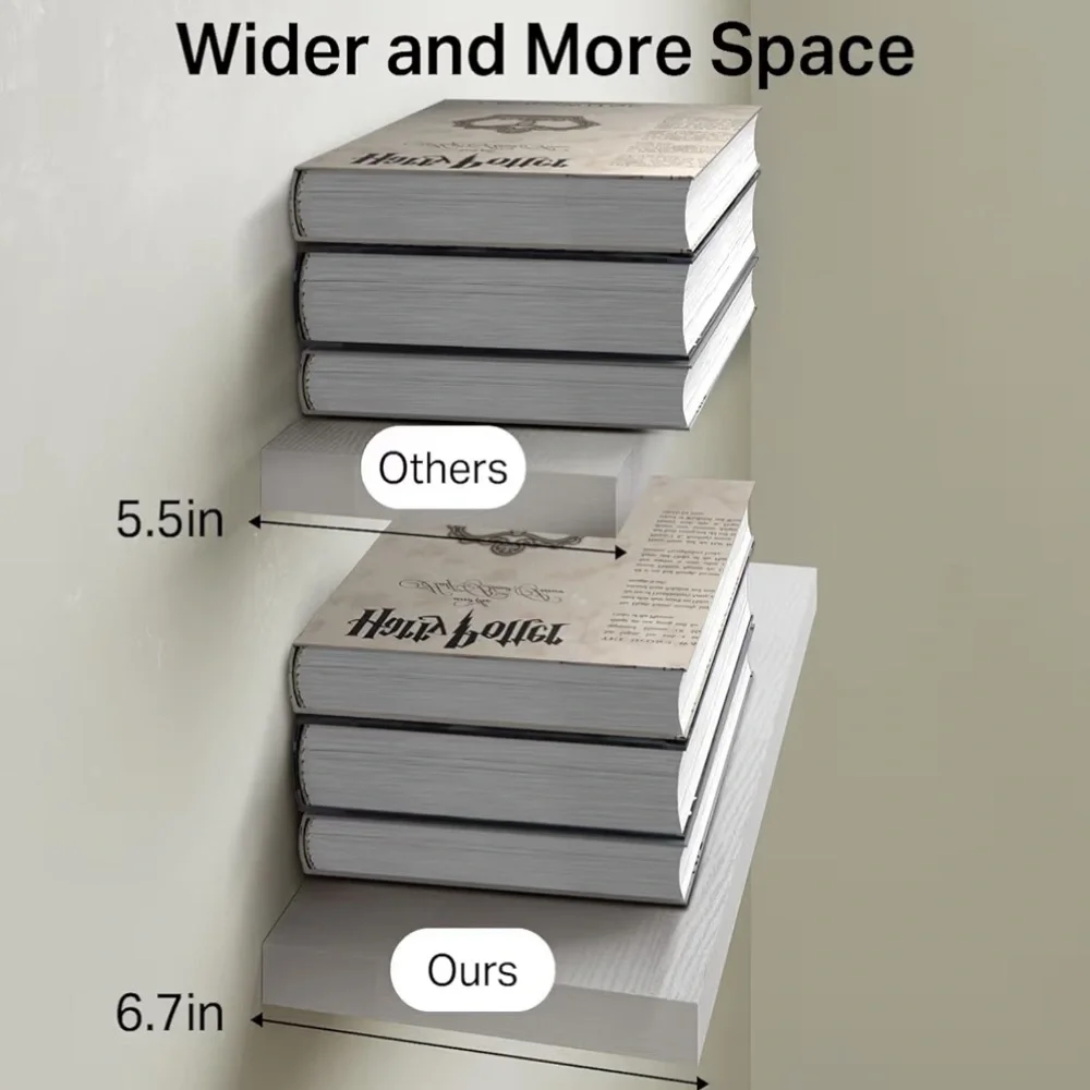 NIB White Floating Wall Shelves - Modern Minimal Set